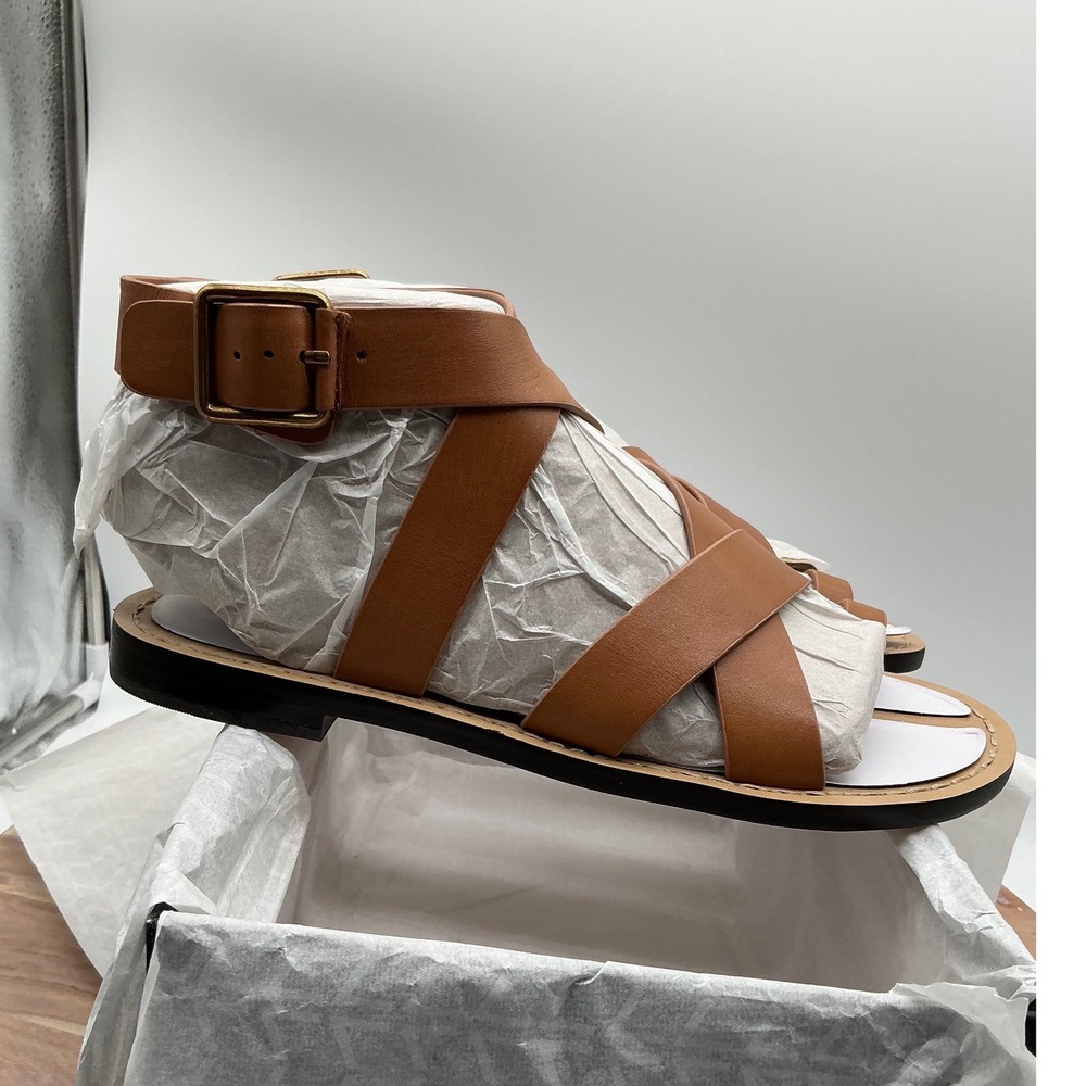 Marc Fisher LTD Lollie Tan Brown Leather Gladiator Toe Loop Sandals Womens 7M - Picture 4 of 9
